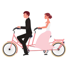 Mariés à bicyclette