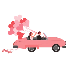 Mariés en voiture